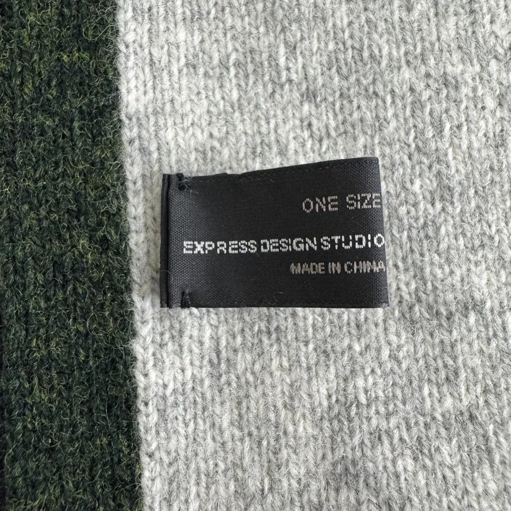 Express Lambswool Scarf Striped‎ Green/Gray/Black/White